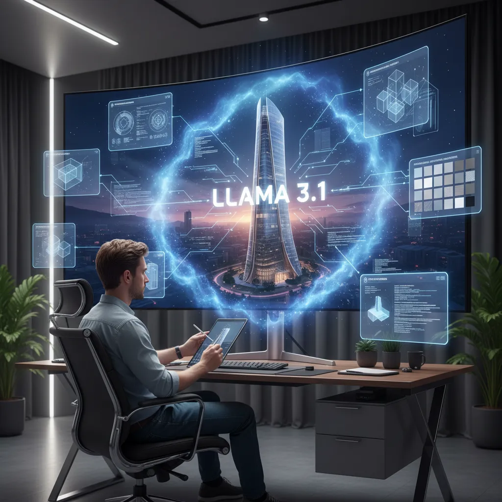 Digital designer refining architectural rendering with AI.