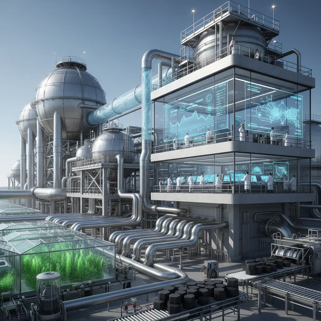 AI monitoring carbon capture technology at an industrial facility.