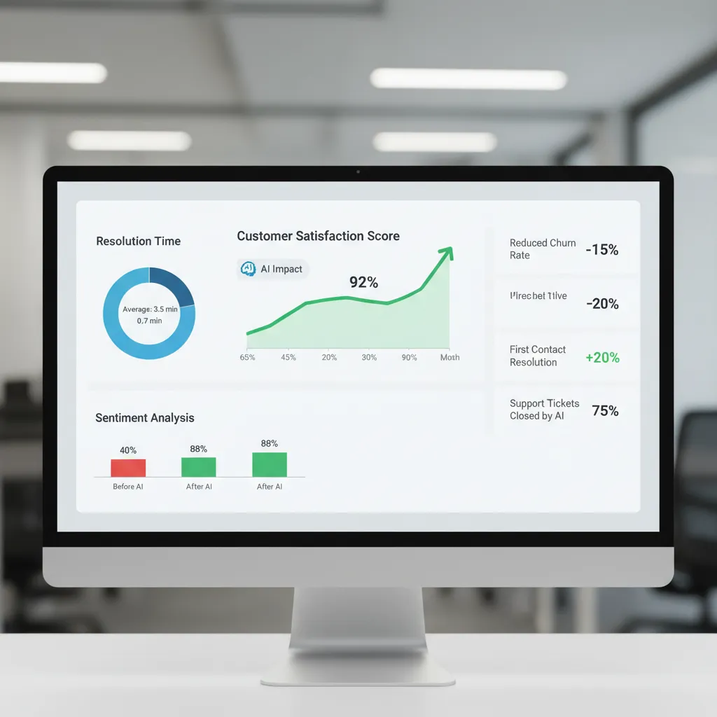 Dashboard showing positive customer satisfaction metrics from AI