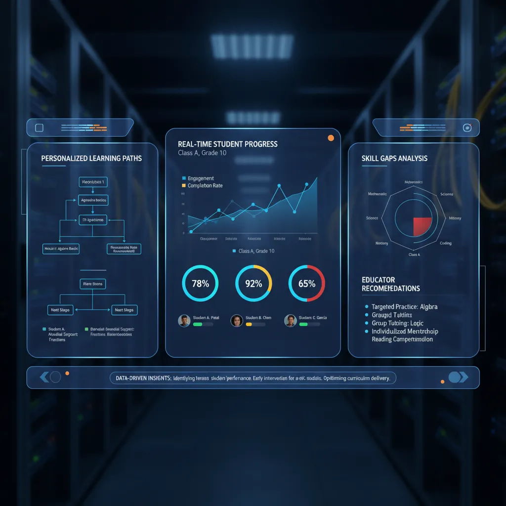 AI educational dashboard showing student progress and analytics
