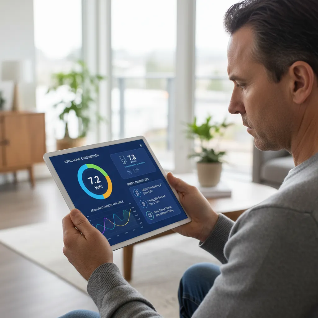 AI interface showing home energy consumption data