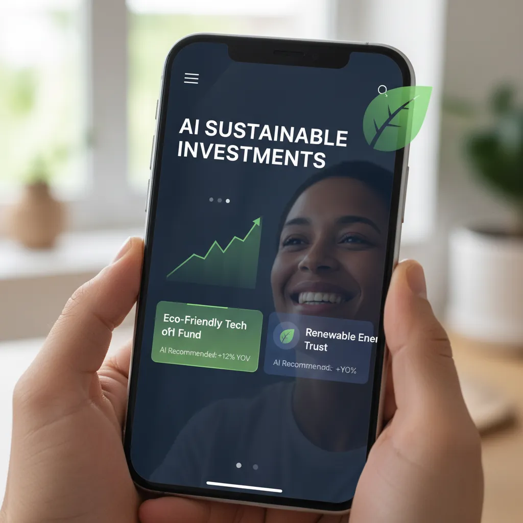 Smartphone displaying AI-powered sustainable investment app