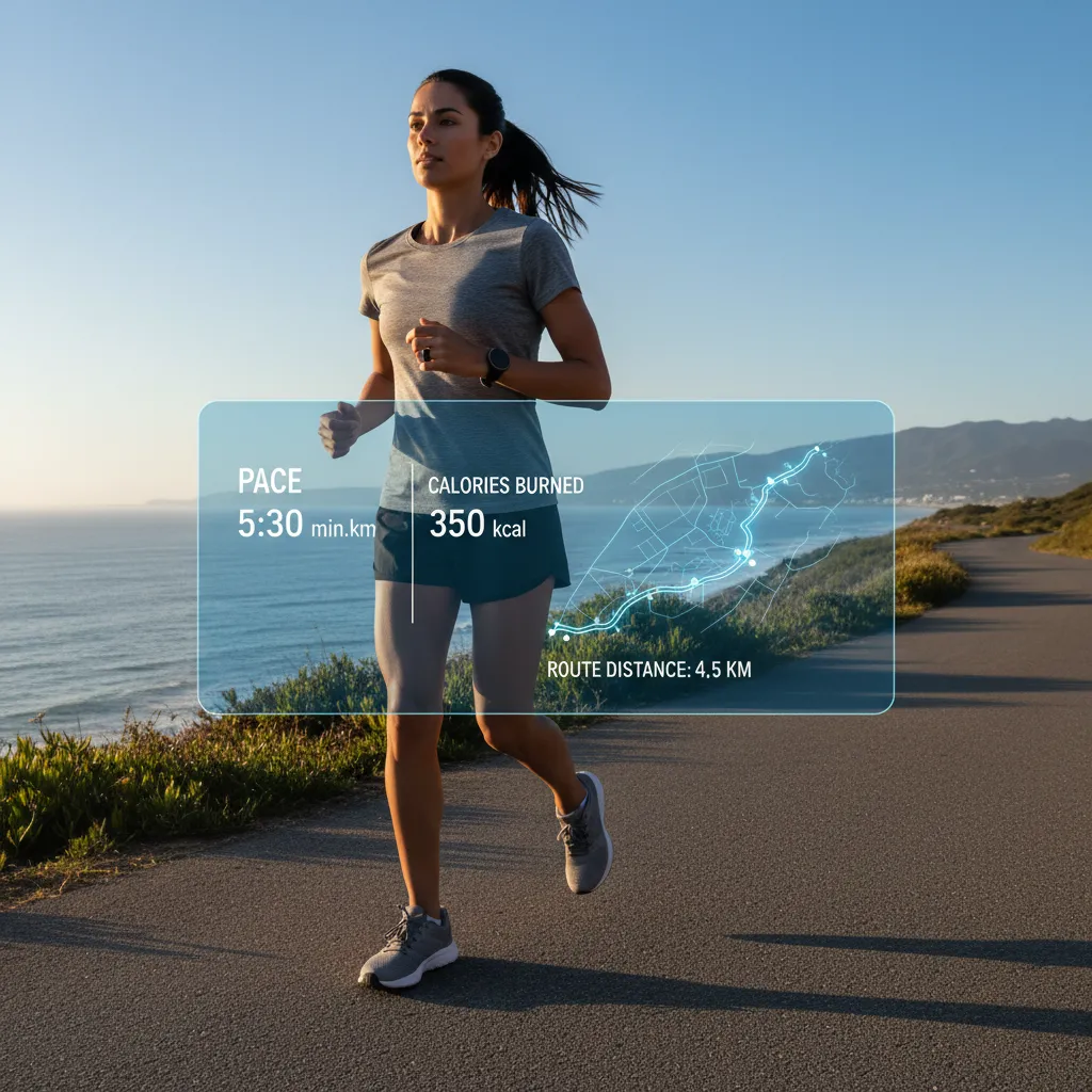 Smart ring tracking fitness data during outdoor jog