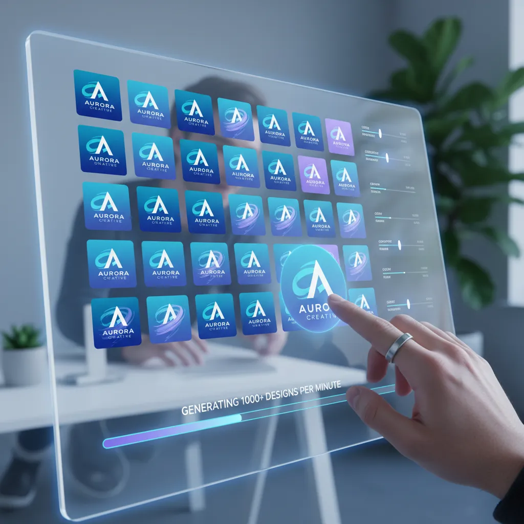 Graphic designer using AI for logo design iterations