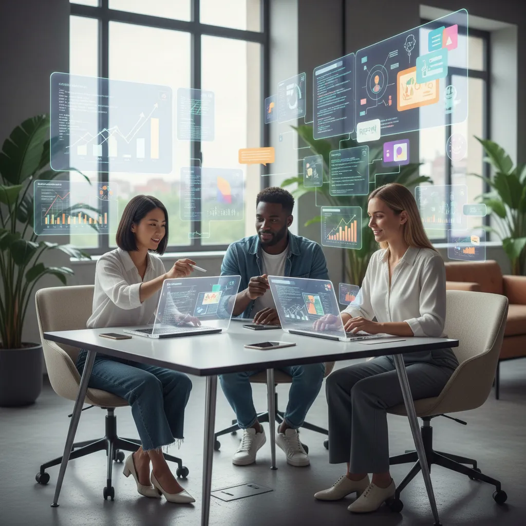 Professionals using AI laptops for enhanced productivity