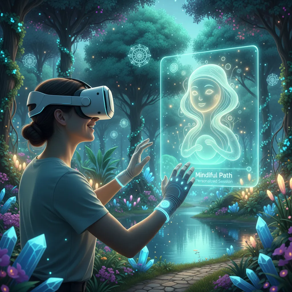 Person in VR receiving AI mindfulness coaching