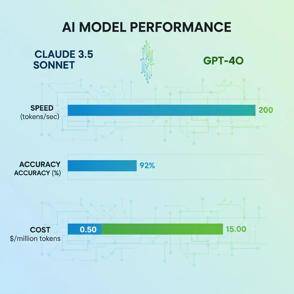 Infographic comparing AI model performance metrics