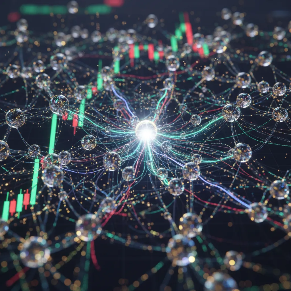 Diagram of an AI neural network analyzing financial data for trading.