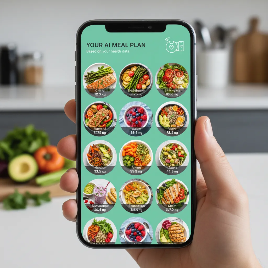 Smartphone showing AI personalized meal plan