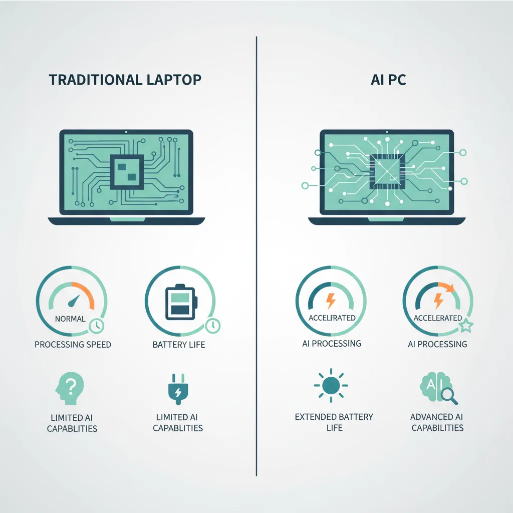 Infographic comparing AI PC and traditional laptop features