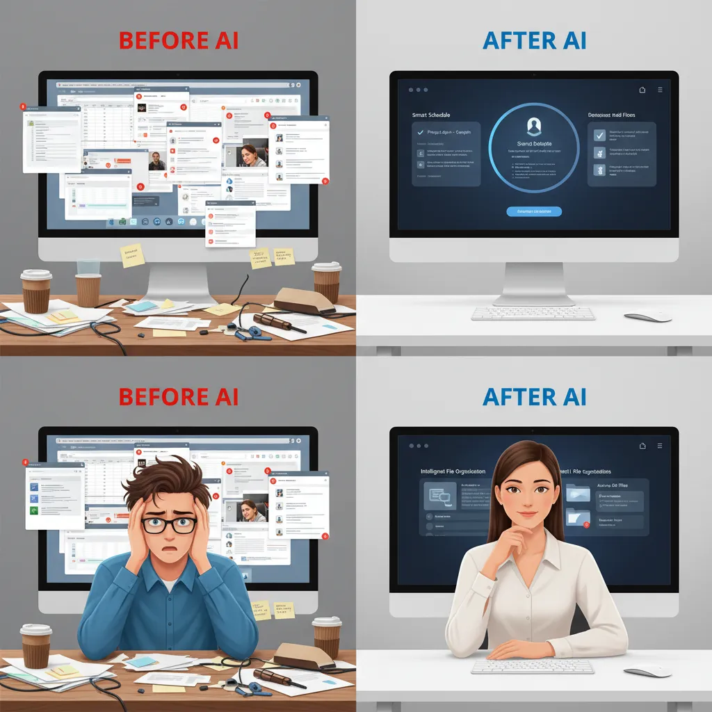 Comparison showing productivity transformation with AI PCs.