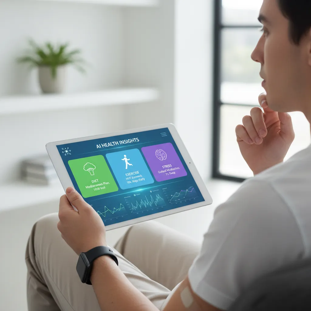 User reviewing AI-generated health recommendations on a tablet.