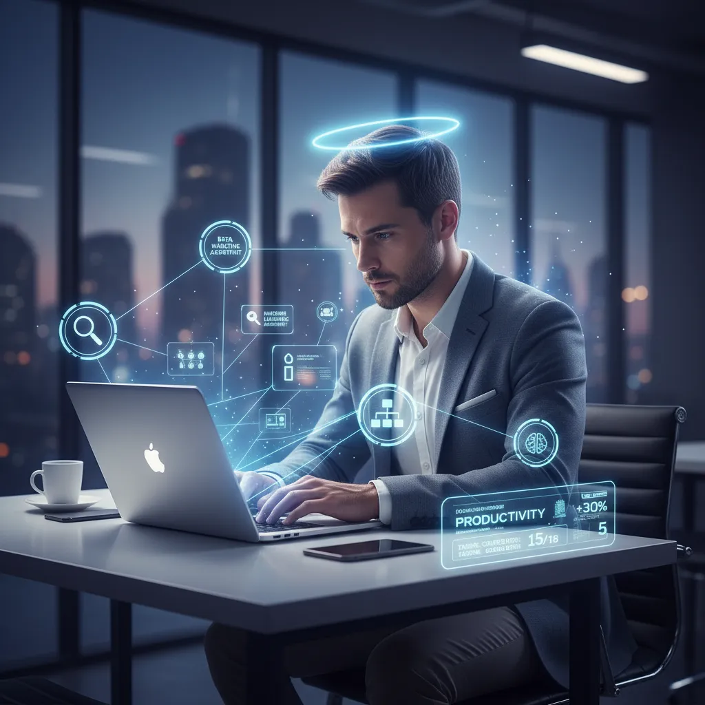 Person working with AI-enhanced productivity tools