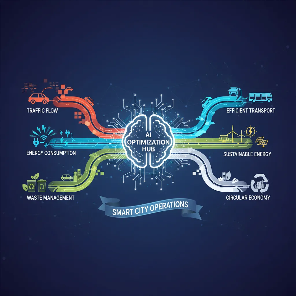 Abstract infographic showing AI analyzing urban data