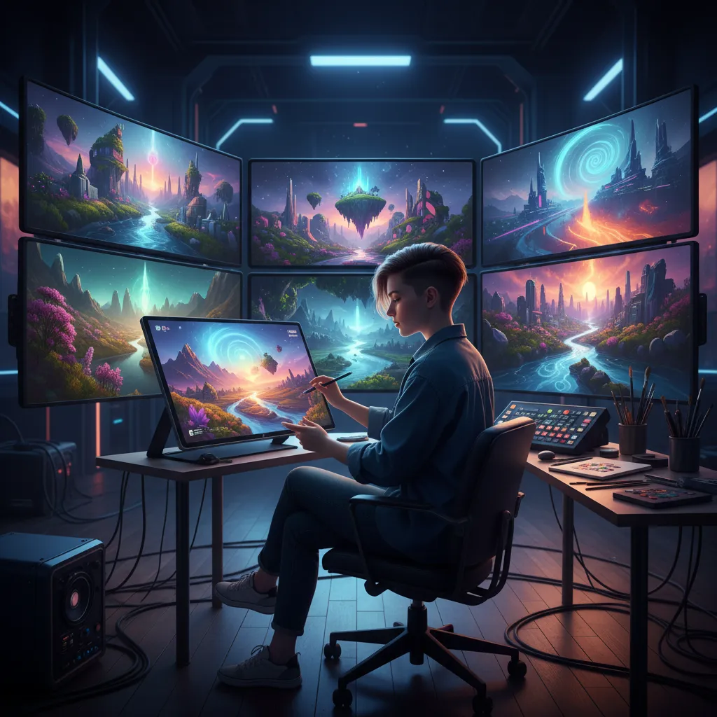 An artist using AI video generation tools like Sora for a creative project.