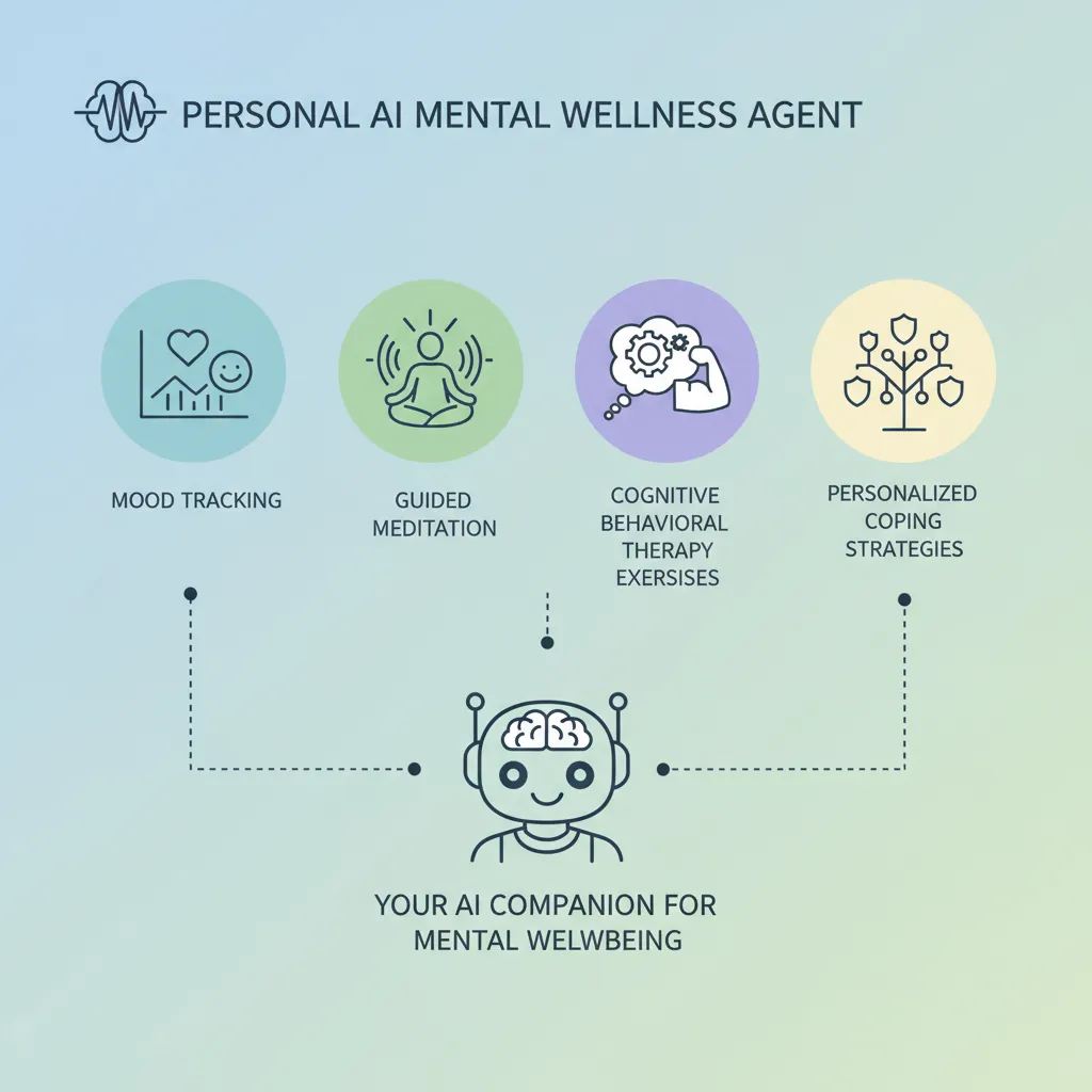 Infographic showing AI mental wellness agent features