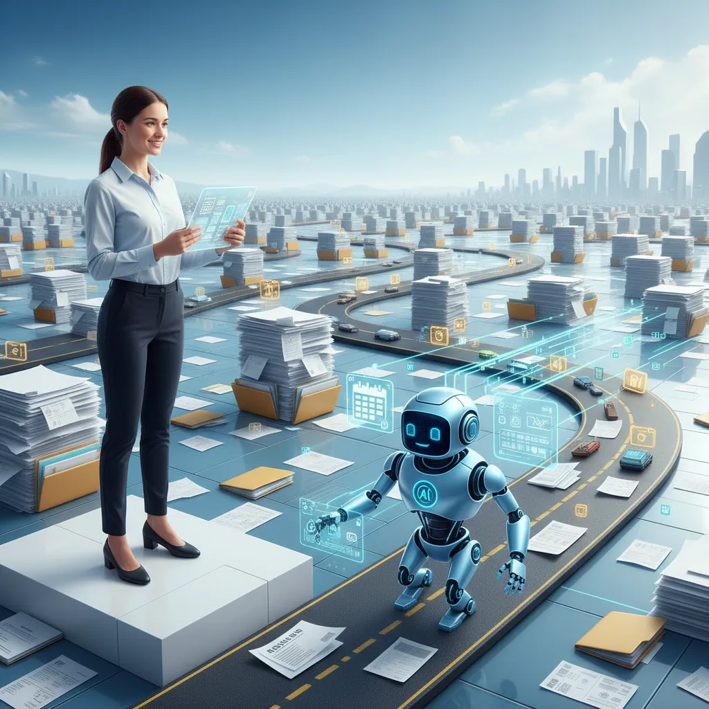 AI robot streamlining administrative tasks for a gig worker