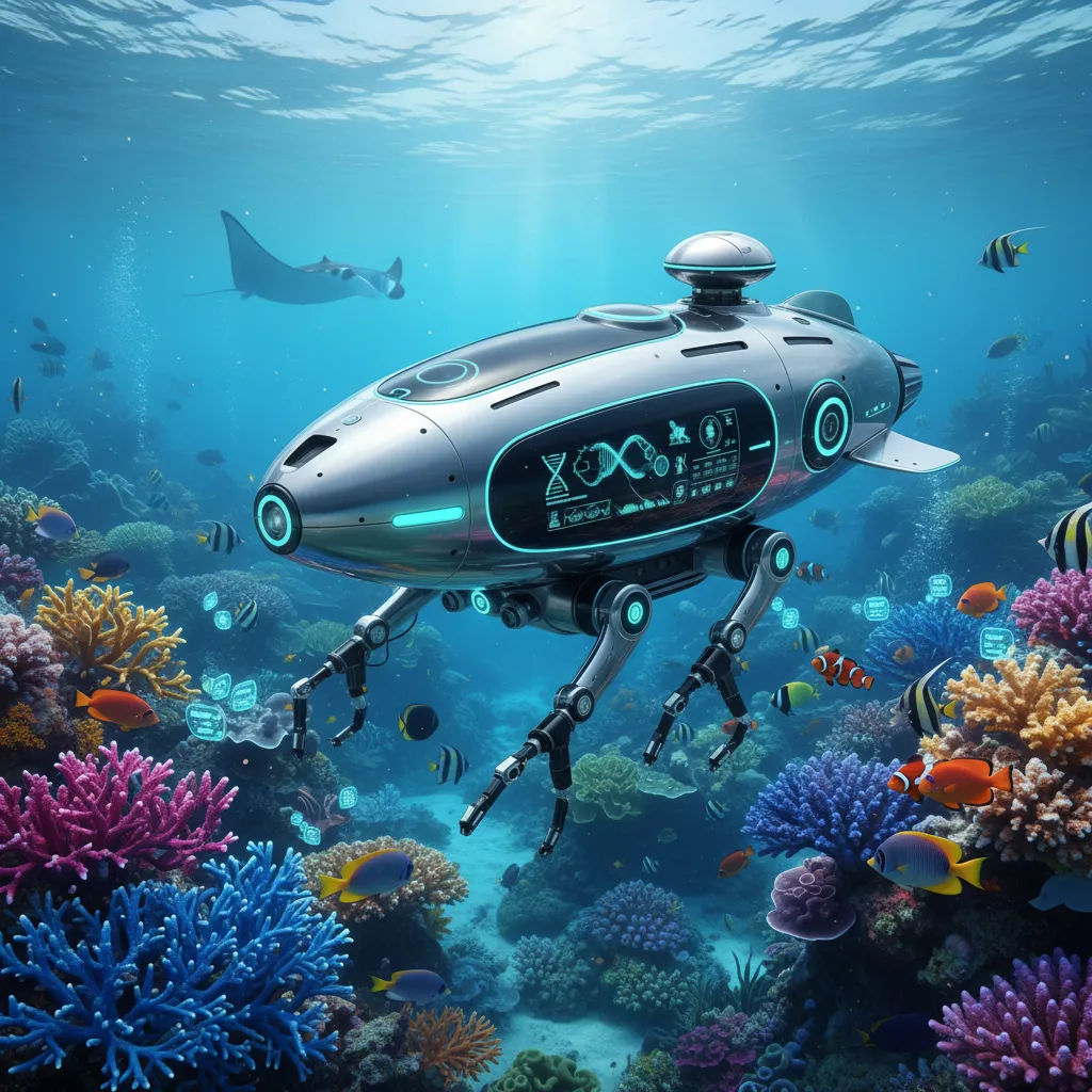 AUV collecting data in a coral reef