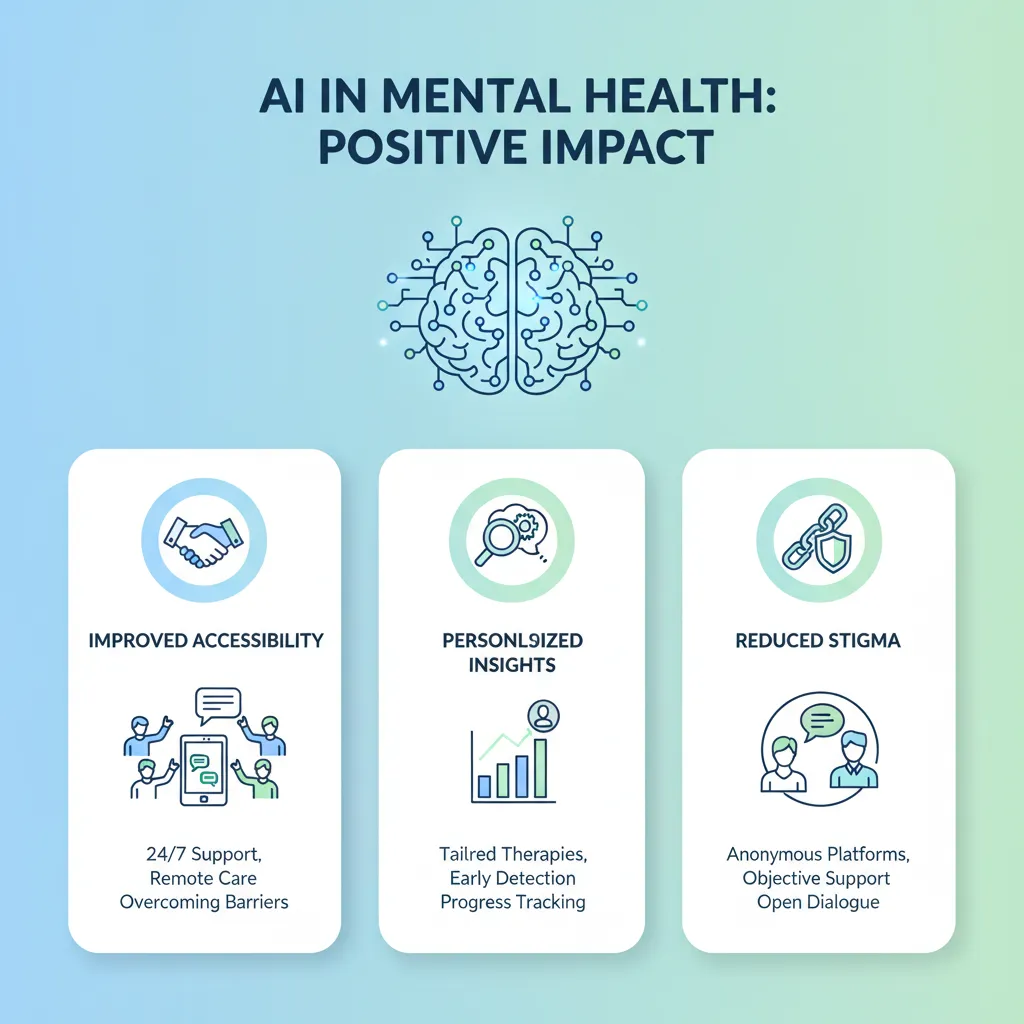 Infographic showing benefits of AI in mental health