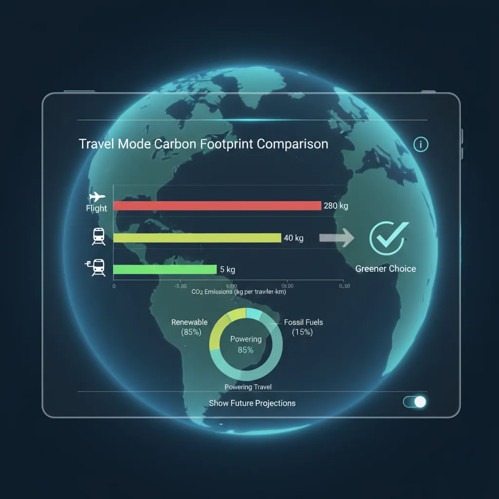 AI interface showing carbon emission comparison for travel modes