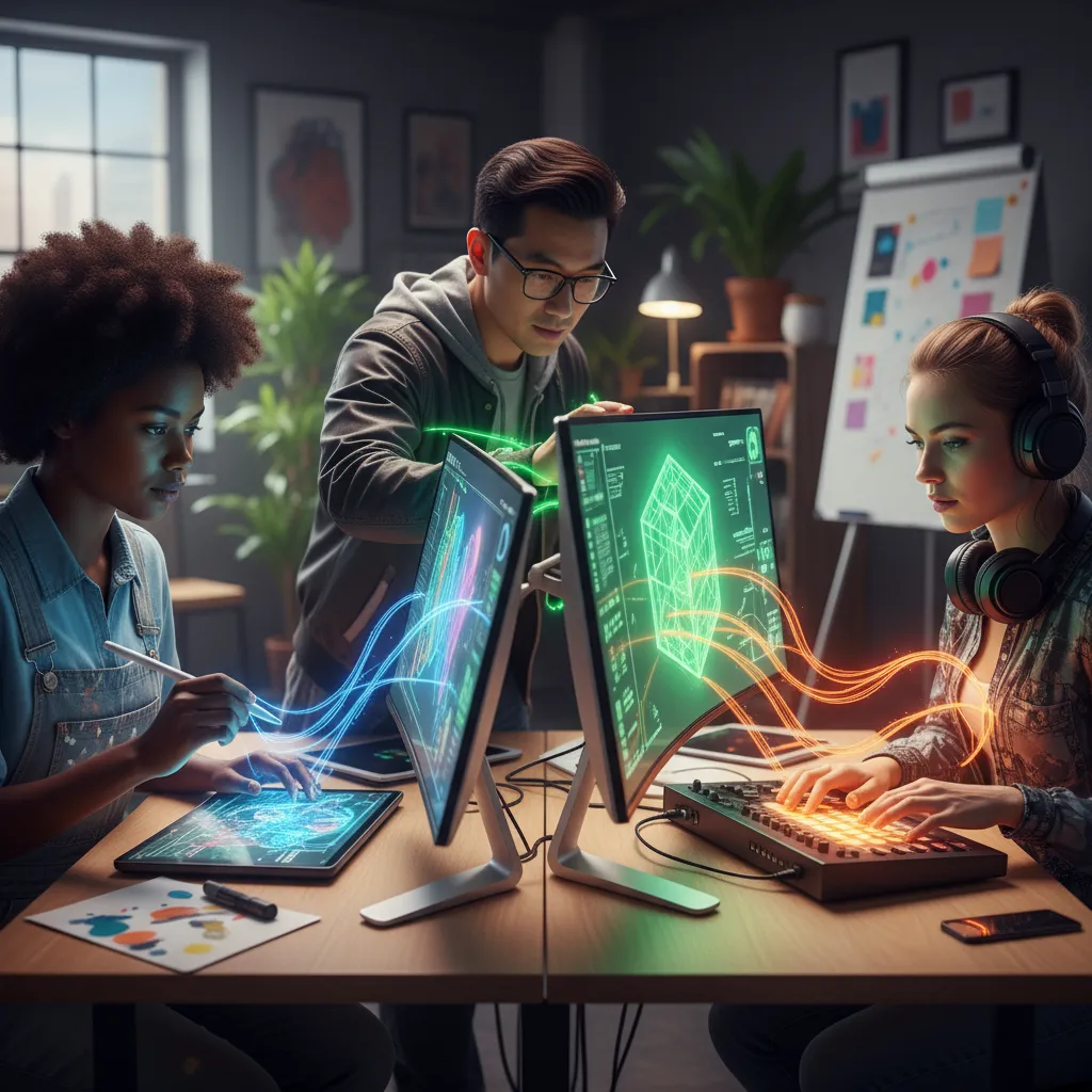 Creative professionals using AI PCs with enhanced tools