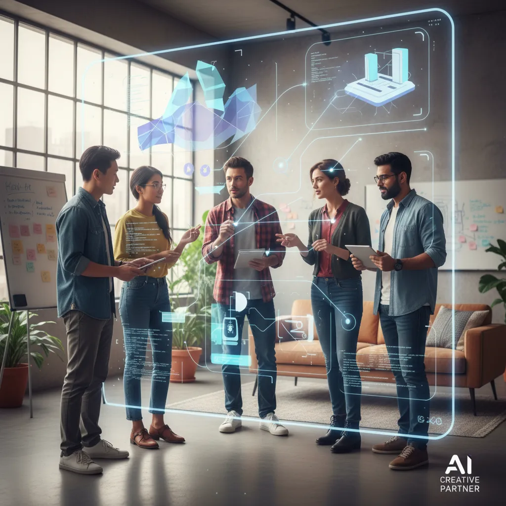 Creative team using AI for brainstorming and design generation