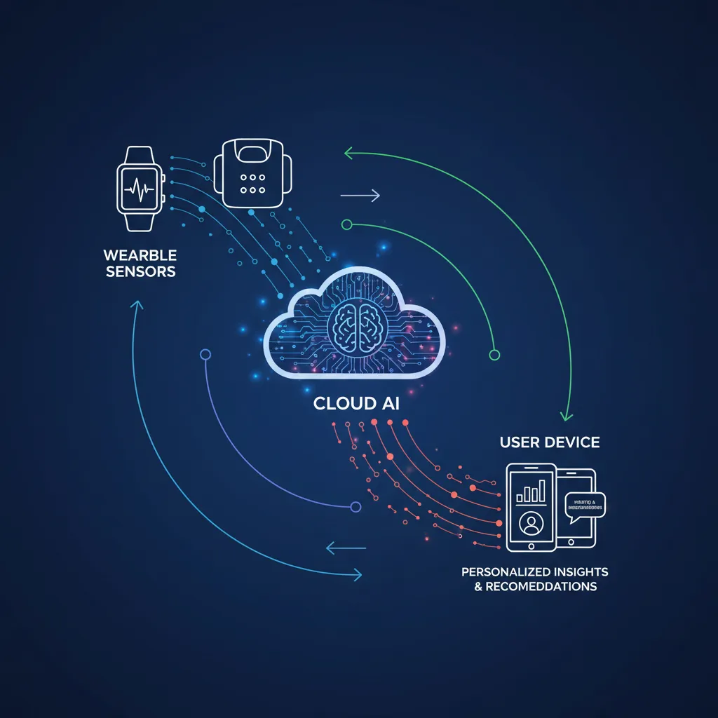 Infographic showing data flow from wearables to AI and back