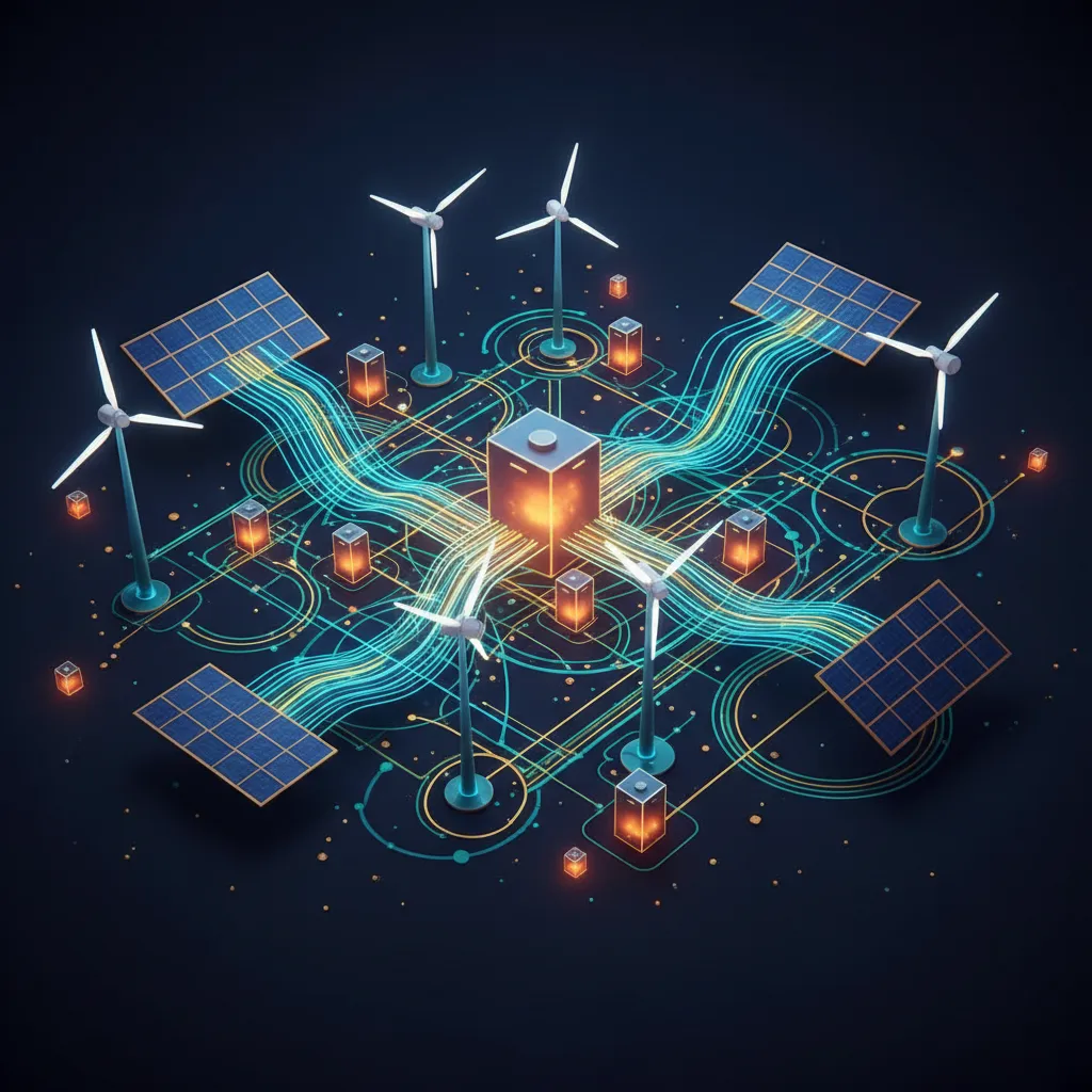 Abstract depiction of decentralized energy grid