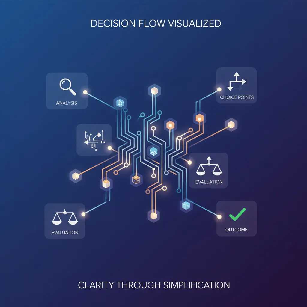 Abstract graphic illustrating simplified AI decision paths
