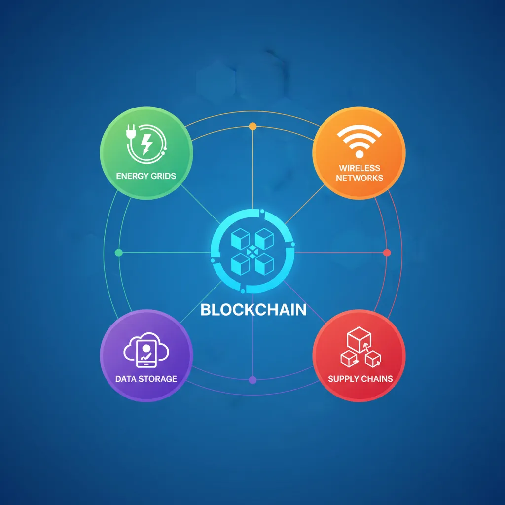 Infographic showing DePIN categories like energy, wireless, data, supply chain