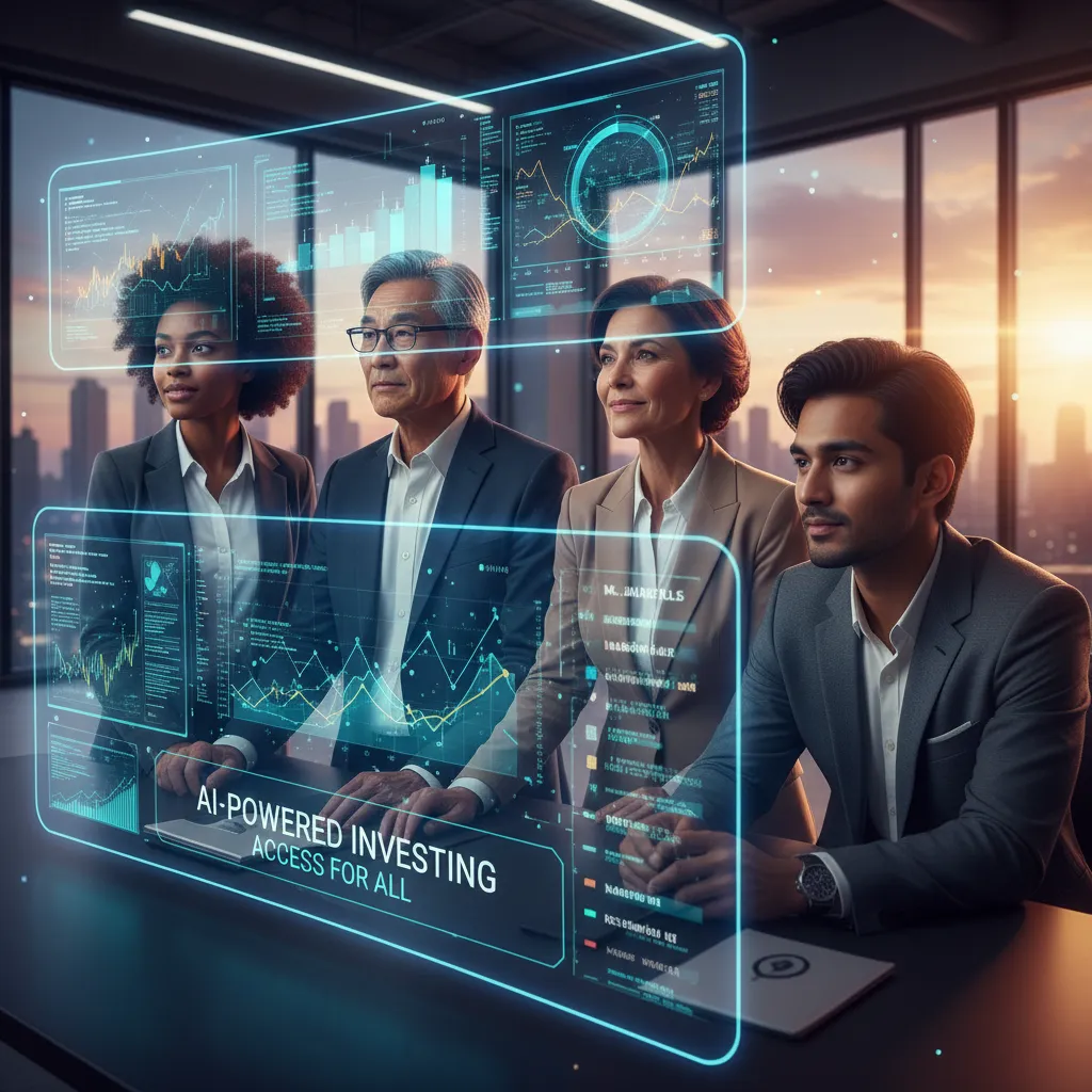 Diverse investors using AI financial charts