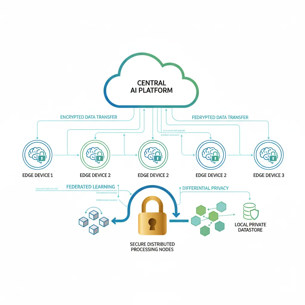 Diagram of edge AI with privacy and security features