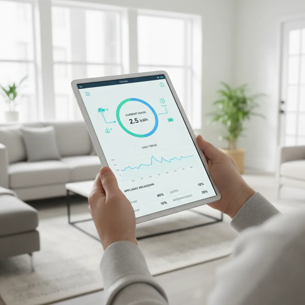 Person using energy monitoring app