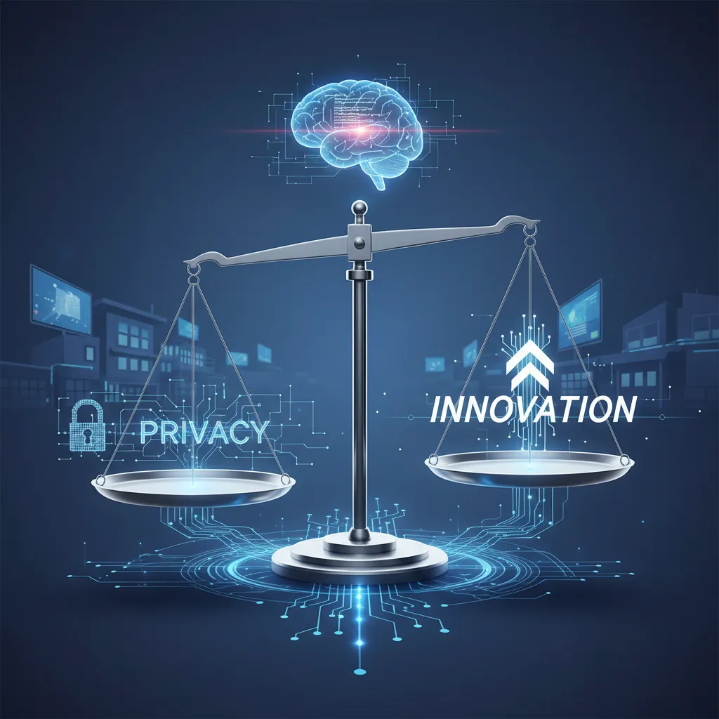 Conceptual image of ethical AI in education with balance scale