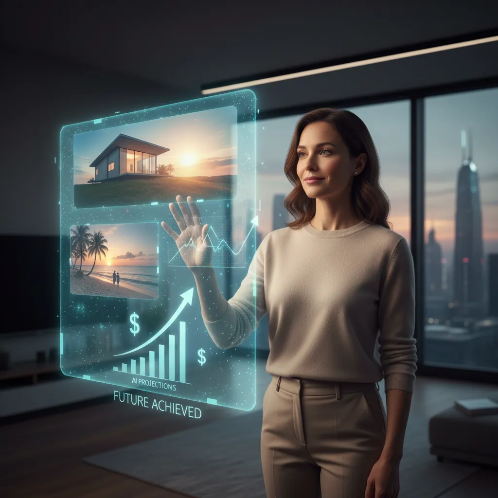 Holographic projection of future financial goals with AI