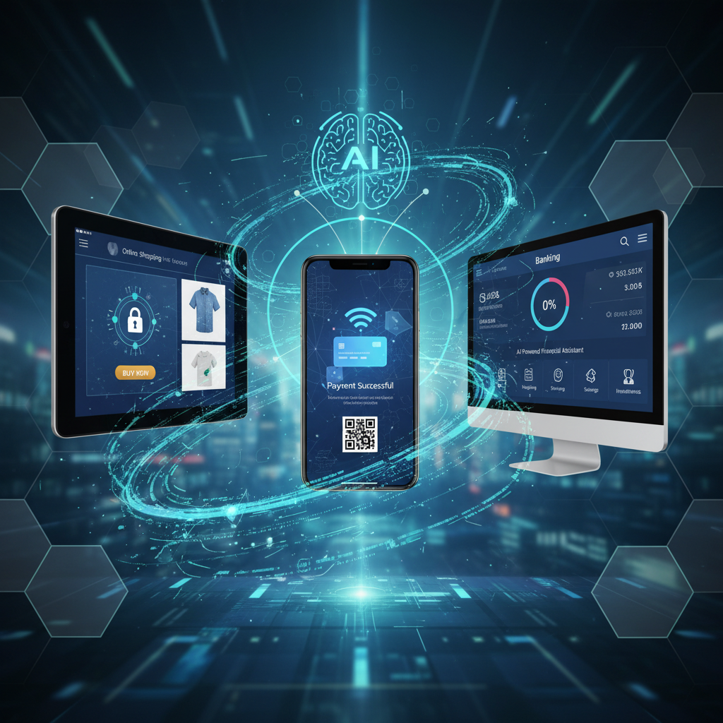 Everyday financial transactions enhanced by AI technology.