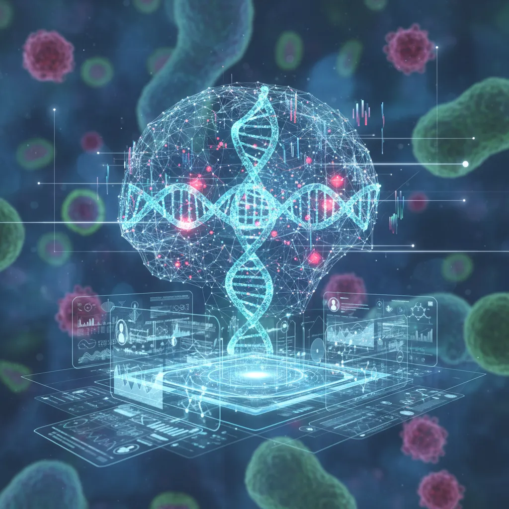 AI analyzing genomic data for cancer treatment