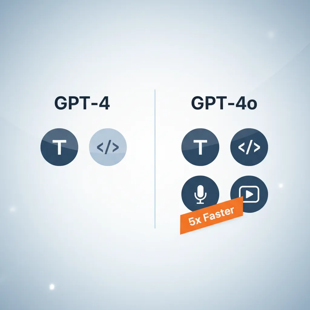 An infographic comparing the features and performance of GPT-4 and GPT-4o.