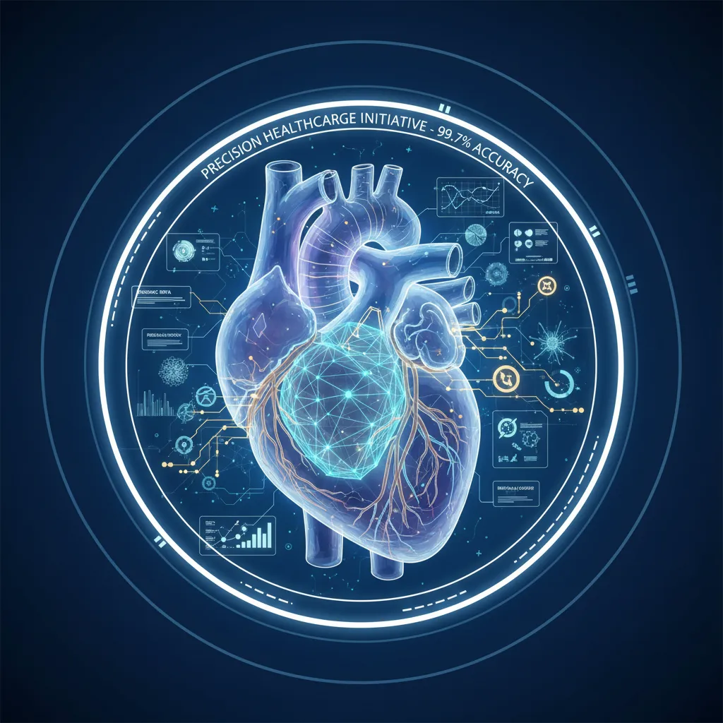 Digital twin of human heart showing medical data
