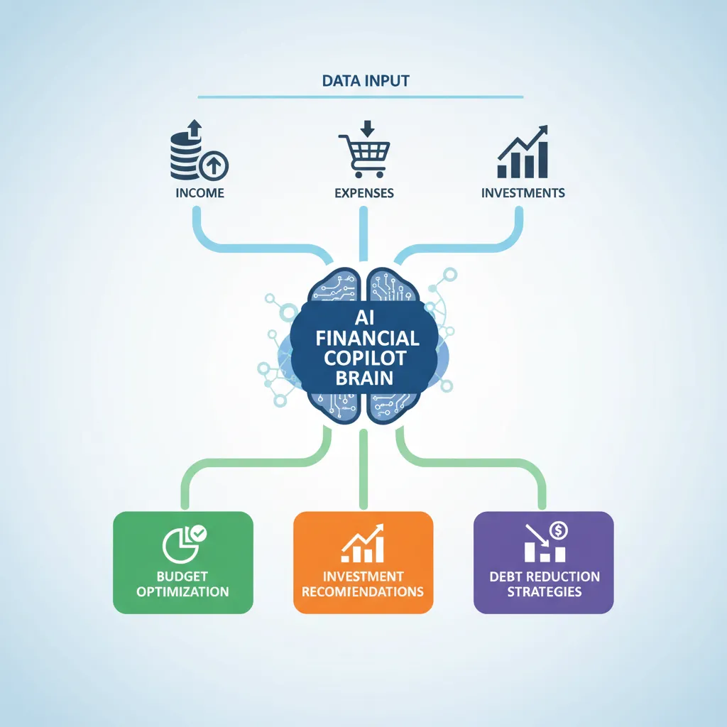 Infographic showing AI financial copilot workflow
