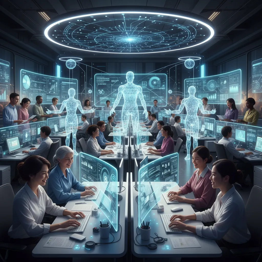 Professionals working with AI assistants