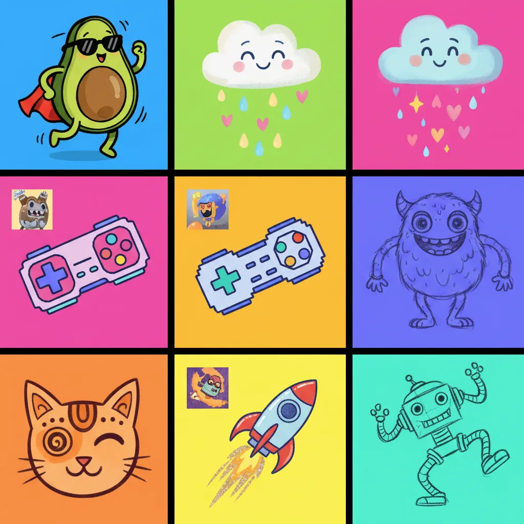 A creative display of custom Genmoji and images generated using Apple's Image Playground AI.