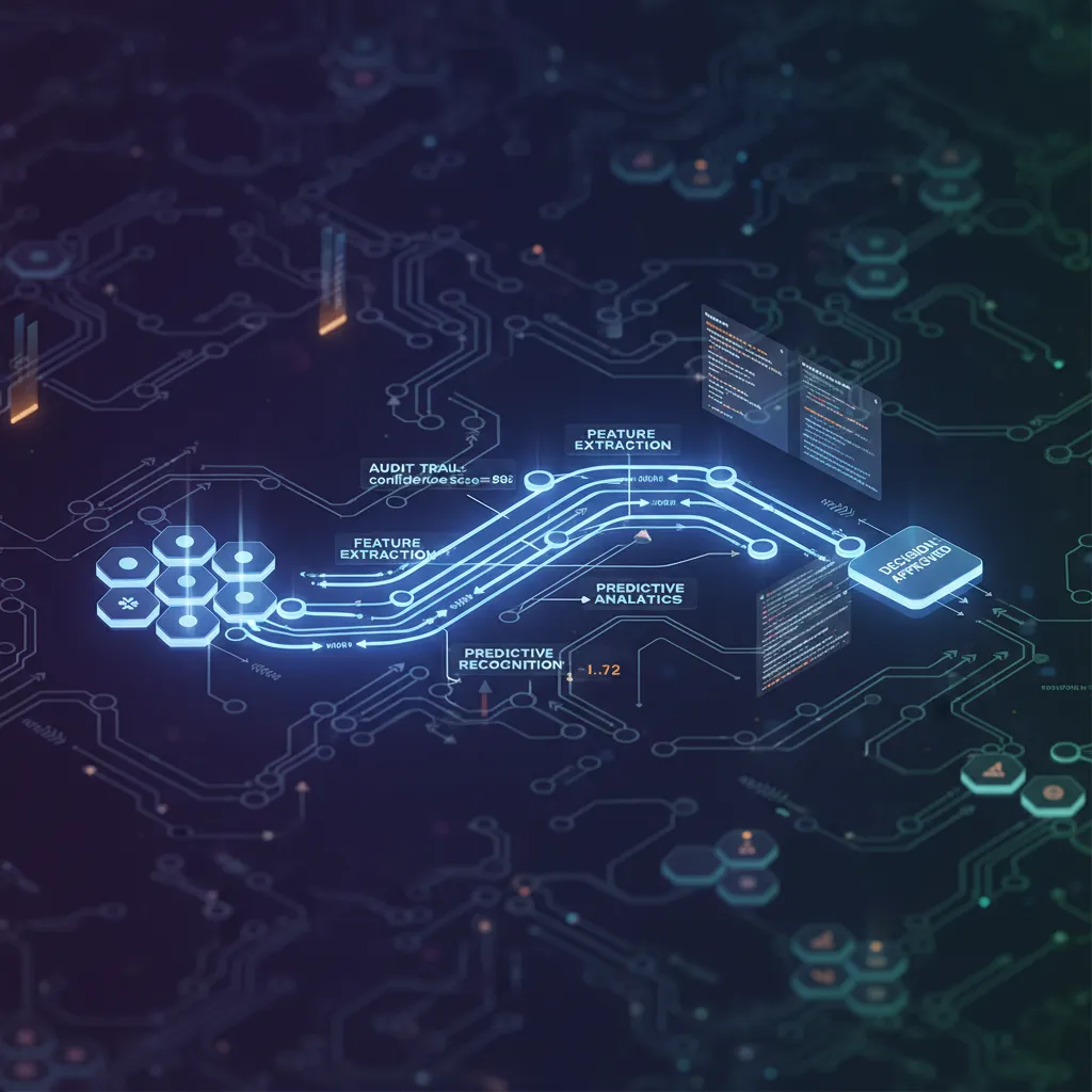 A visual metaphor for an AI model's internal structure, showing highlighted pathways that illustrate how a specific decision or outcome was reached, emphasizing interpretability.