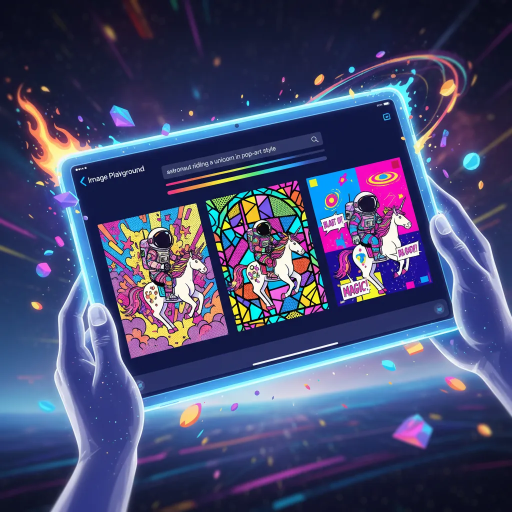 The Image Playground app in iOS 18 generating creative AI art based on a text prompt.