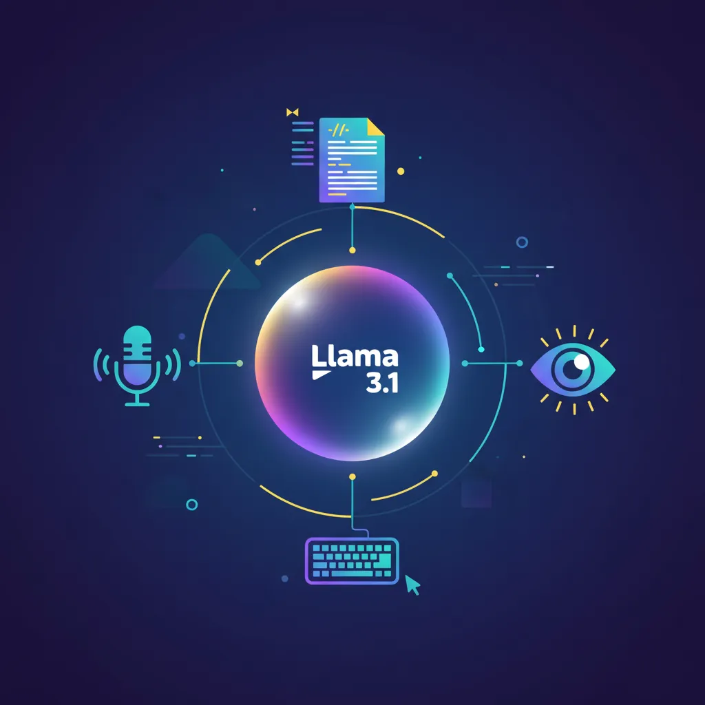 Abstract graphic representing Llama 3.1 multimodal AI.
