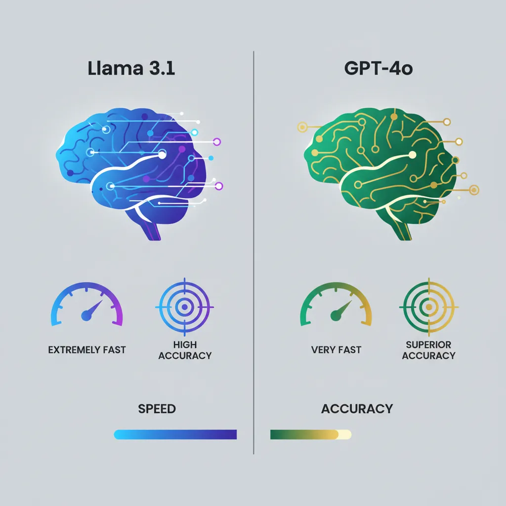 Infographic comparing Llama 3.1 and GPT-4o performance metrics