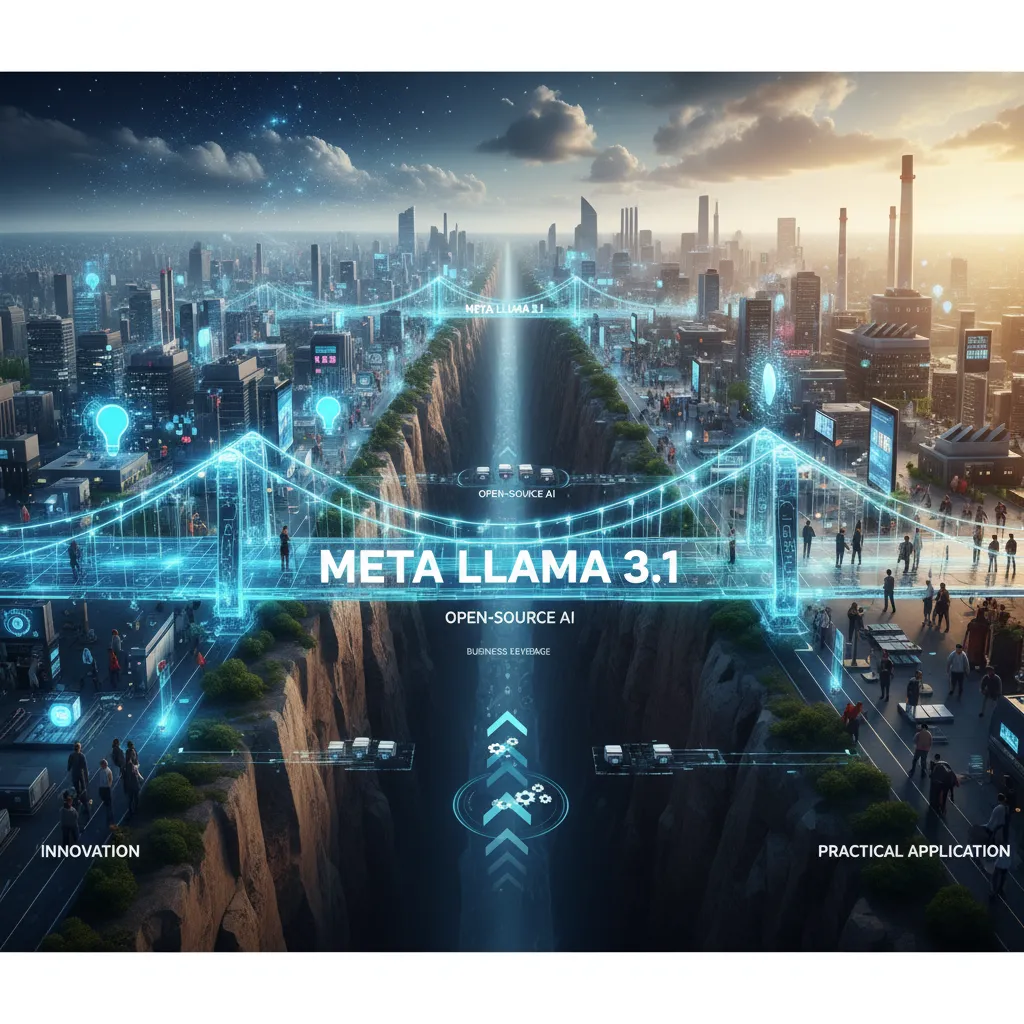 Bridge symbolizing Llama 3.1 connecting innovation and business application