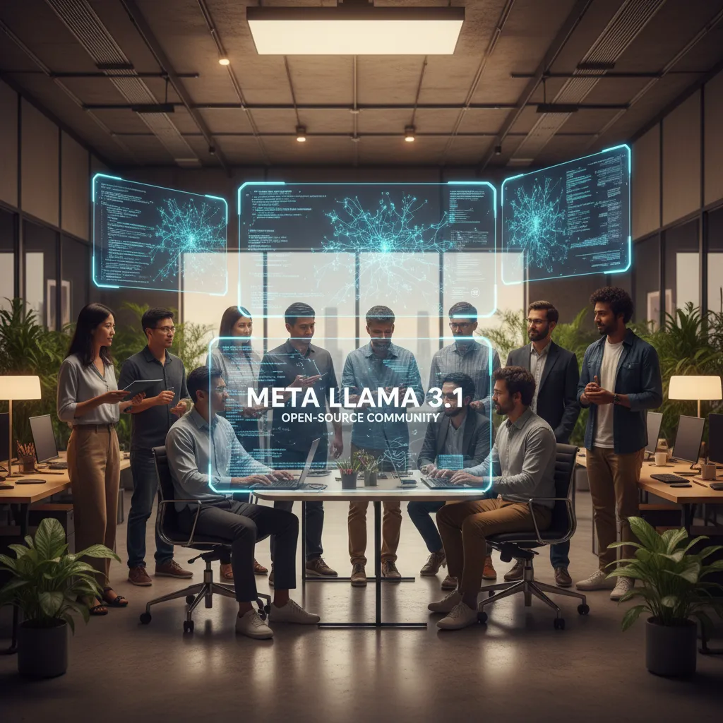 Developers collaborating on open-source AI models.