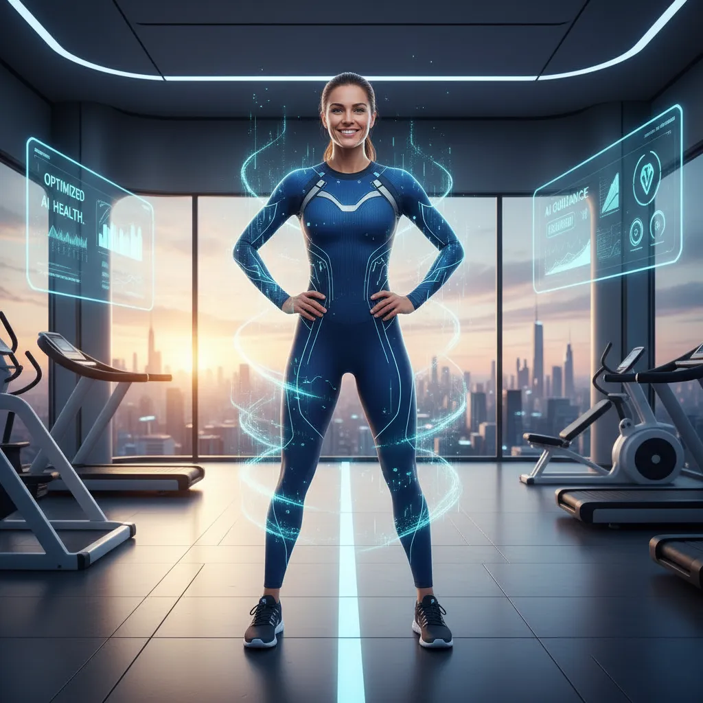 Person glowing with optimized health after AI-guided workout