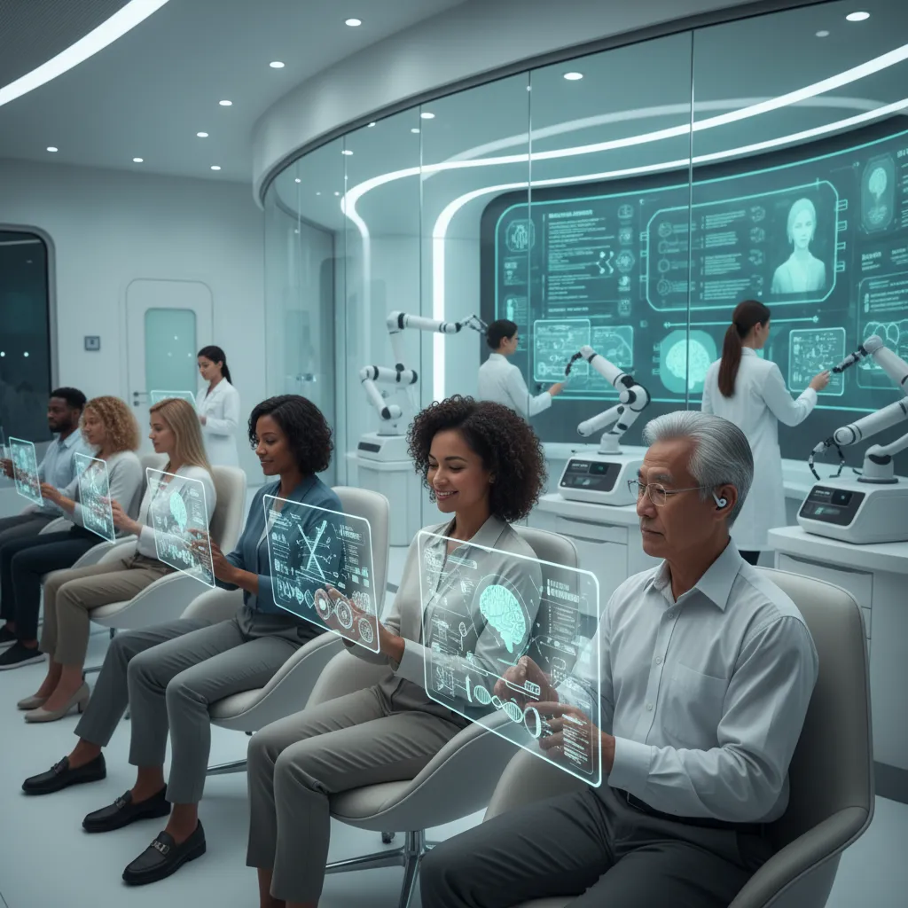 A doctor and patient reviewing a personalized treatment plan on a tablet, generated by an AI platform.